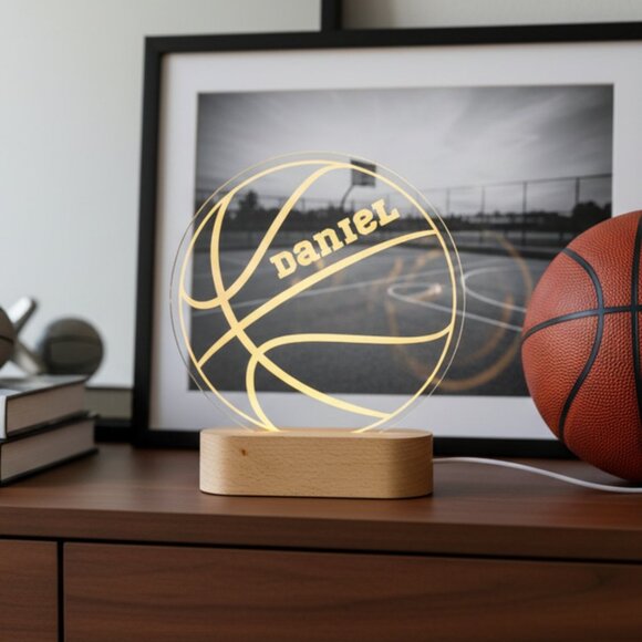 Basketball Night Light – Personalized LED Gift for Kids - Picture 8 of 8